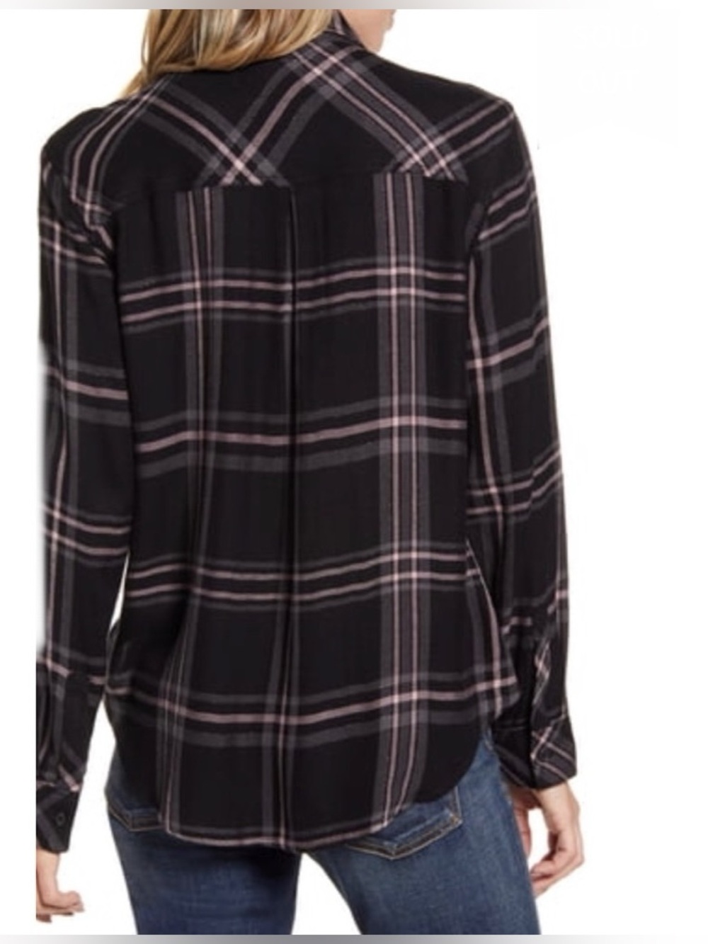 Rails Hunter Plaid Flannel Button Down Onyx Slate Blush, Size Medium (M) Soft - Picture 2 of 16